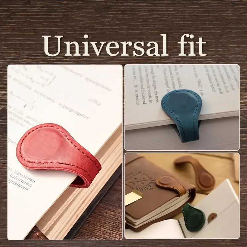 Magnetisches Lesezeichen aus Leder 10 x 3 cm | 6 Farben, 7 Designs | Sicherer Magnetverschluss hält Buchseiten fest 1