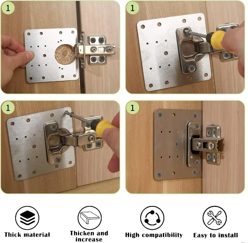 DIY-Möbel-Scharniere Reparatur-Seitenplatte | Inkl. Schrauben | Universell für Schränke | HingeSaver