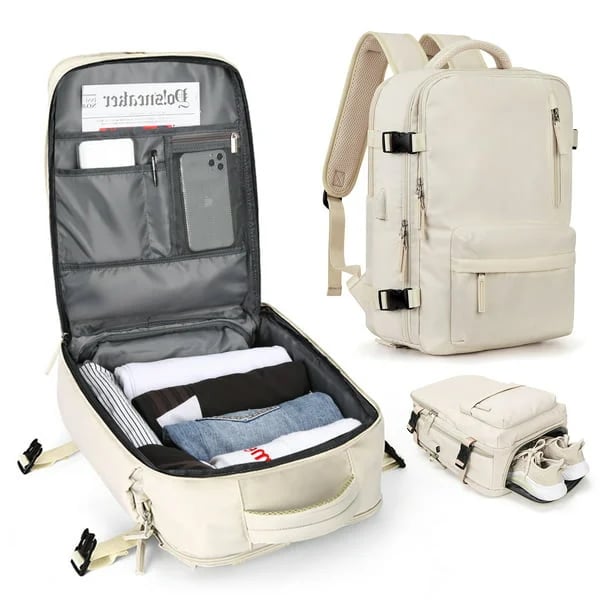 Wanderrucksack Damen 35L | USB-Anschluss, Nassfach & Laptopfach | Wasserabweisendes Nylon für Reisen und Wandern 1