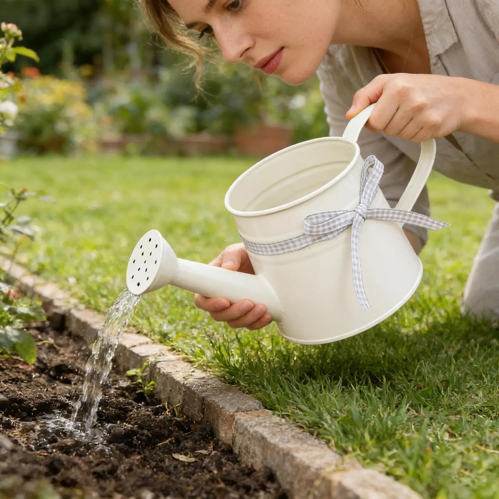 Dekorative Metall-Gießkanne | Dekorativer Blickfang | Sanfter Brausekopf | Floravia