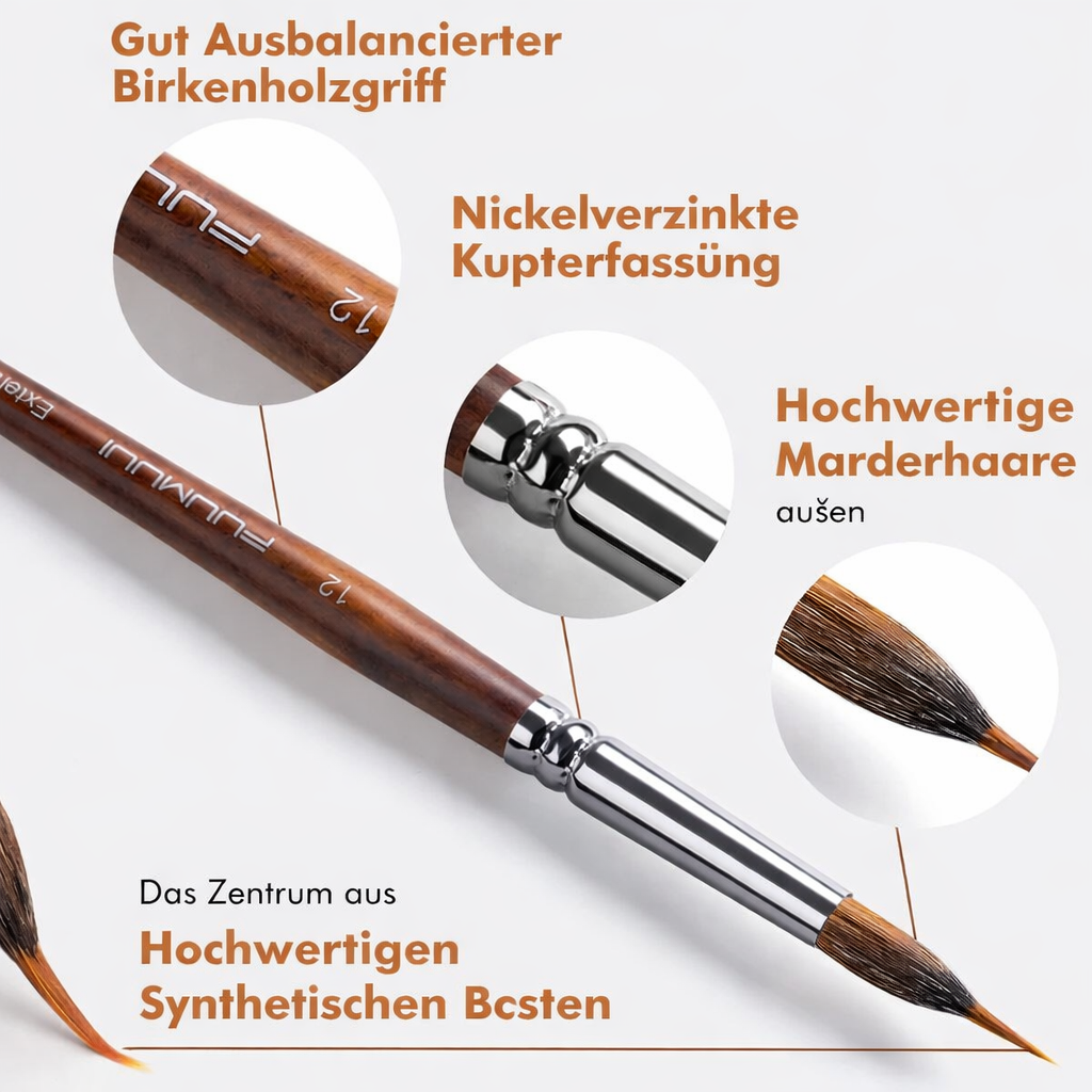 Detailpinsel Set | Feine Linien & Präzision | Holzgriff | PinPointPro