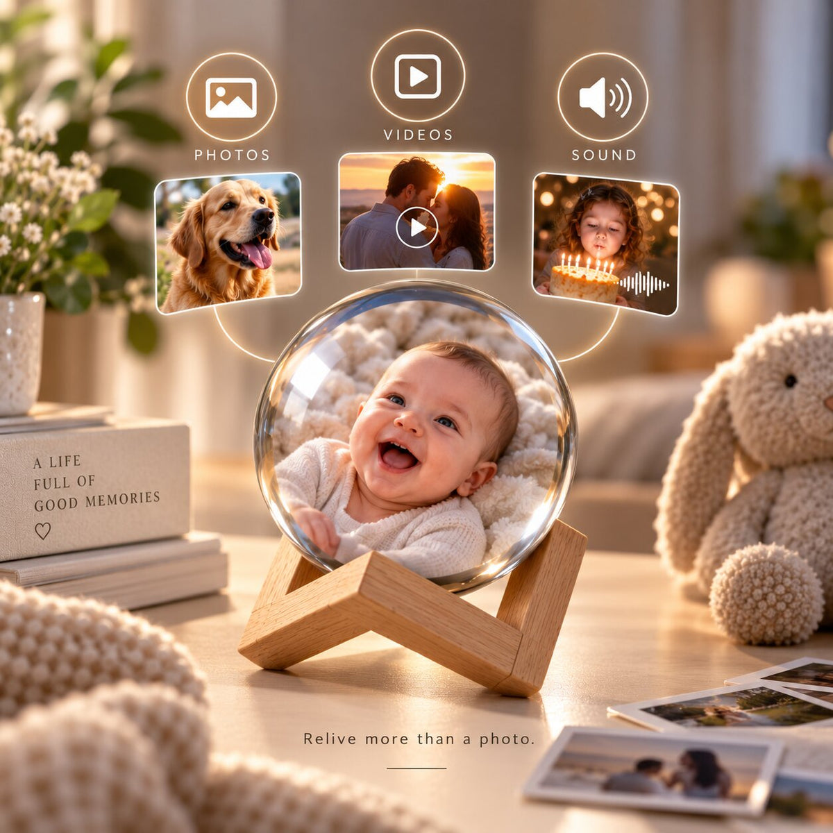 Digitale Erinnerungskugel für Fotos & Videos | 2,75 Zoll HD-Display, 4 GB Speicher | USB-C Übertragung & Wiedergabe 7