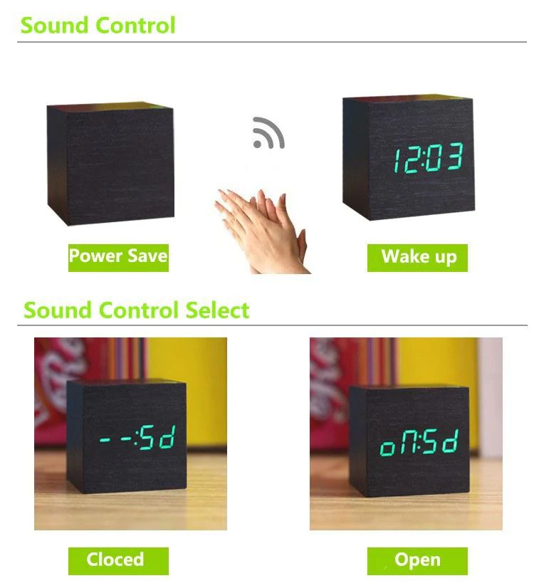 Digitale Tischuhr Würfel aus Bambus & Holz | Klare Digitalanzeige, batteriebetrieben | Für Schreibtisch, Regal und Nachttisch