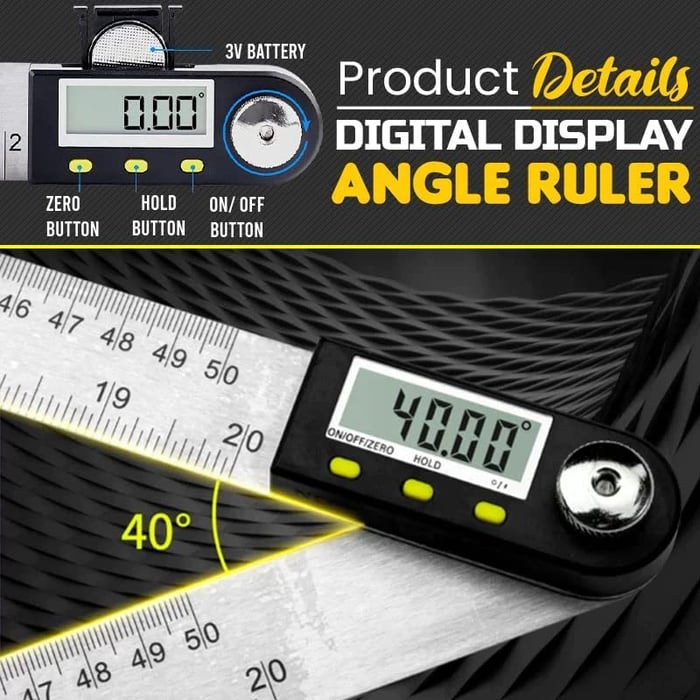 Digitaler Winkelmesser Lineal | LCD-Anzeige, Metrisch/Zoll | Präzise Winkel- und Längenmessung bis ±0,3°
