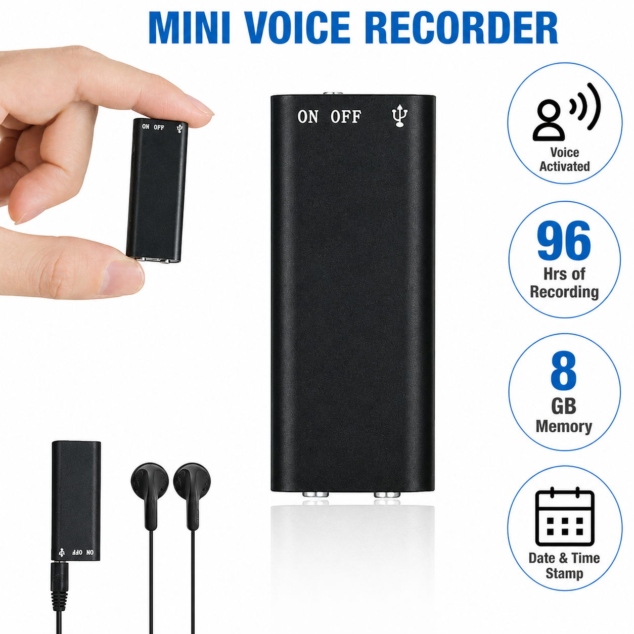 Diktiergerät | Mini Audio Recorder | One Touch Aufnahme | MicroSpy