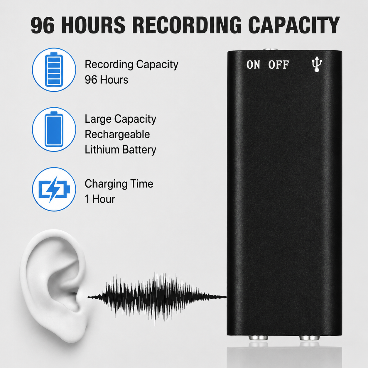 Diktiergerät | Mini Audio Recorder | One Touch Aufnahme | MicroSpy