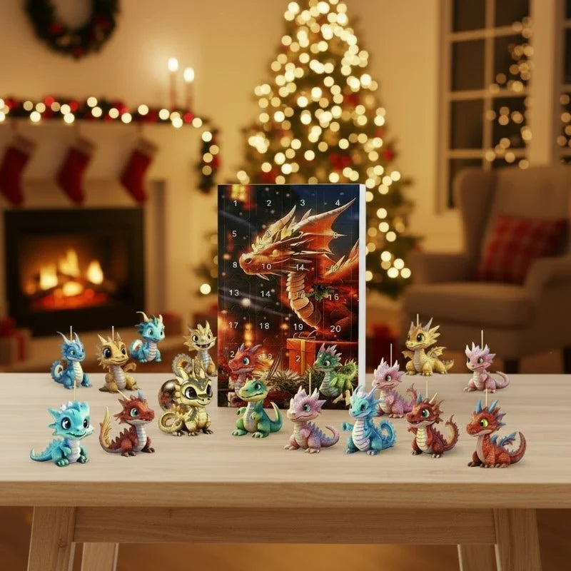 Adventskalender Drache | 24 Drachenanhänger zum Sammeln | Kunststoff mit Metallringen, ideal als Schmuck oder Deko 1