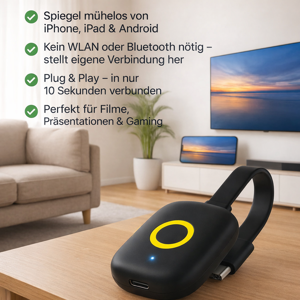 Drahtloser Display-Dongle-Adapter | HDMI-Plug-and-Play-Streaming-Gerät | StreamLink