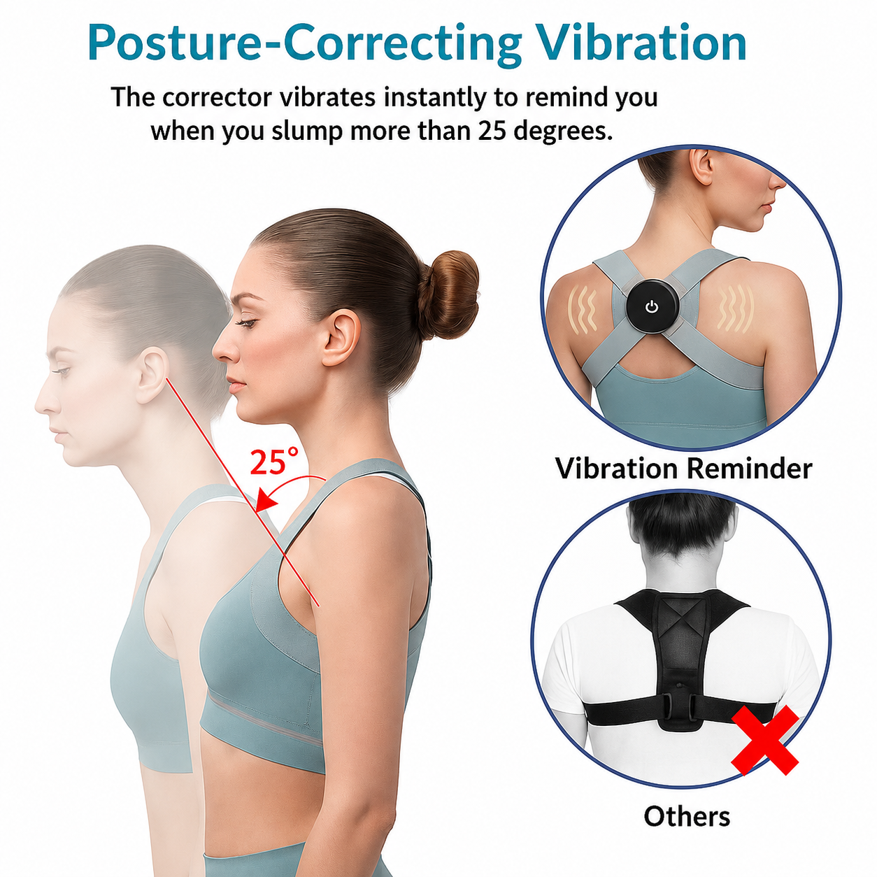 EMS-Haltungskorrektor | Winkelsensorik mit Vibrationsfeedback | Verstellbare Gurte | Postrafit