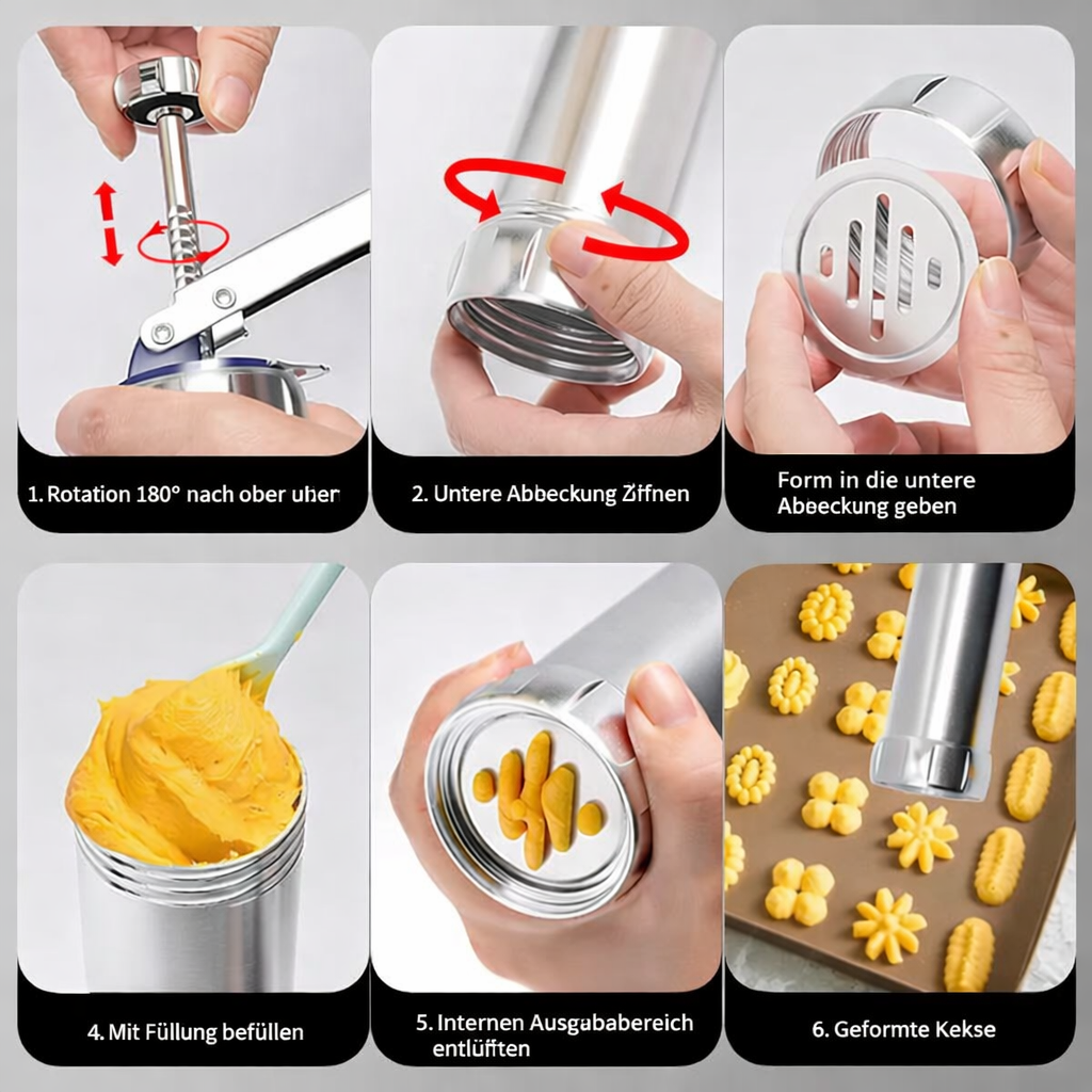 Edelstahl Keks-Presse | Perfekt für gleichmäßige Kekse | BakePro