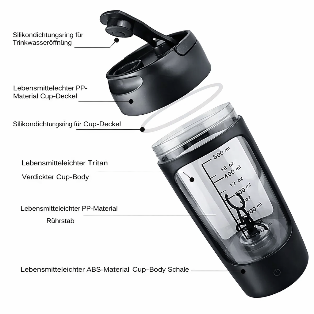 Elektrische Protein-Shaker-Flasche | Wiederaufladbarer Selbstmisch-Mixer | MixMaster Pro