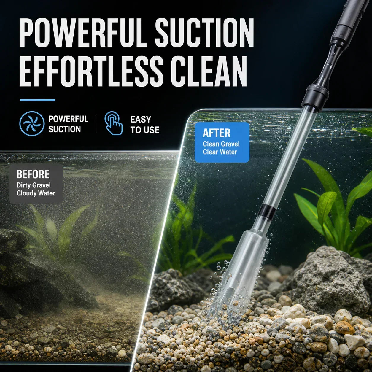 Elektrischer Aquarienkiesreiniger | Batteriebetriebene Saugpumpe | Reinigt Kies & Wechselt Wasser | AquaVac
