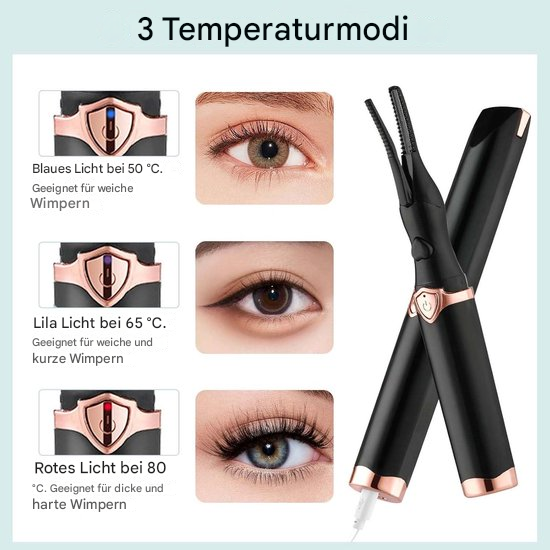 Elektrischer Wimpernformer | 3 Temperaturmodi | Langanhaltender Schwung | Curluxe