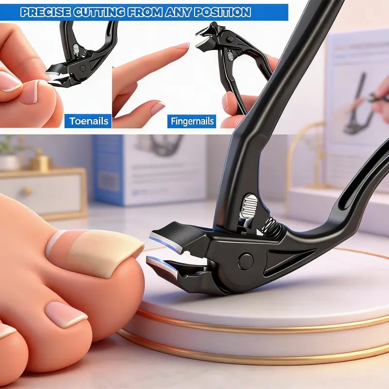 Ergonomische Nagelschere | Langer Griff | Abgewinkelter Kopf | ComfortClip