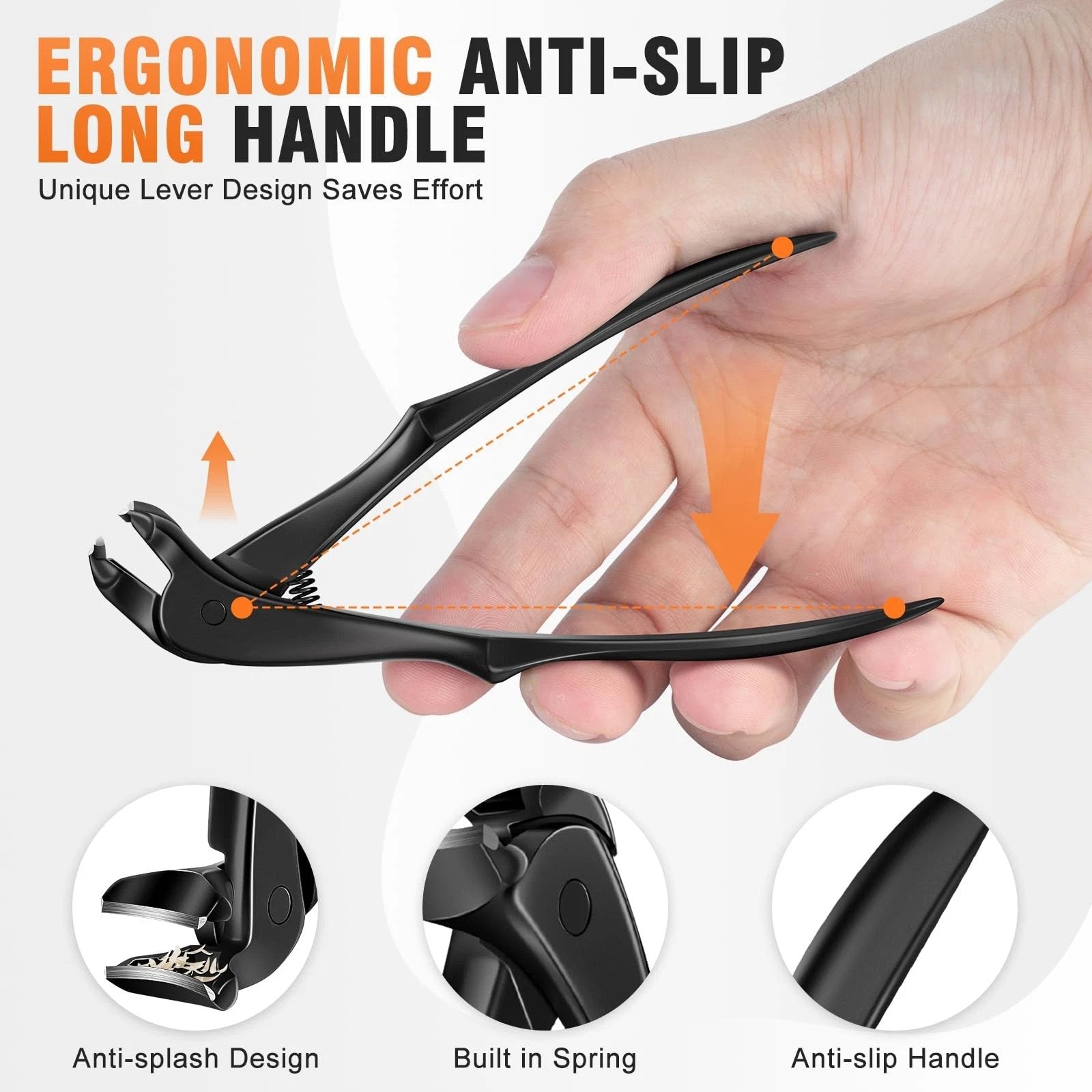 Ergonomische Nagelschere | Langer Griff | Abgewinkelter Kopf | ComfortClip