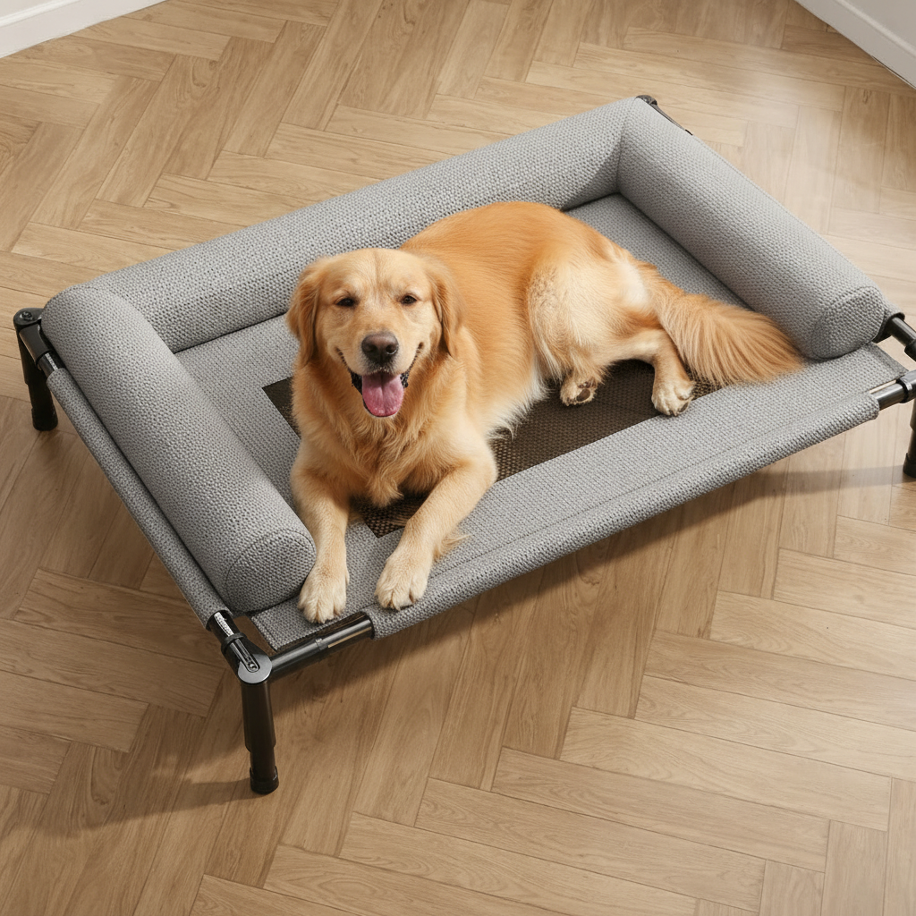 Erhöhtes Hundebett für Garten & Außenbereich | Belüftetes Hundesofa | Robuster Stahlrahmen | Pawraise