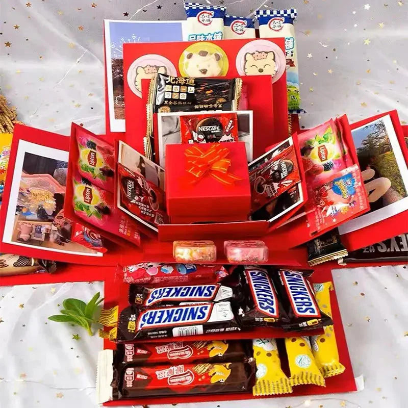 Explosionsbox Geschenk | Personalisiert | Mit Geheimfach | 8 Schmetterlinge Gratis