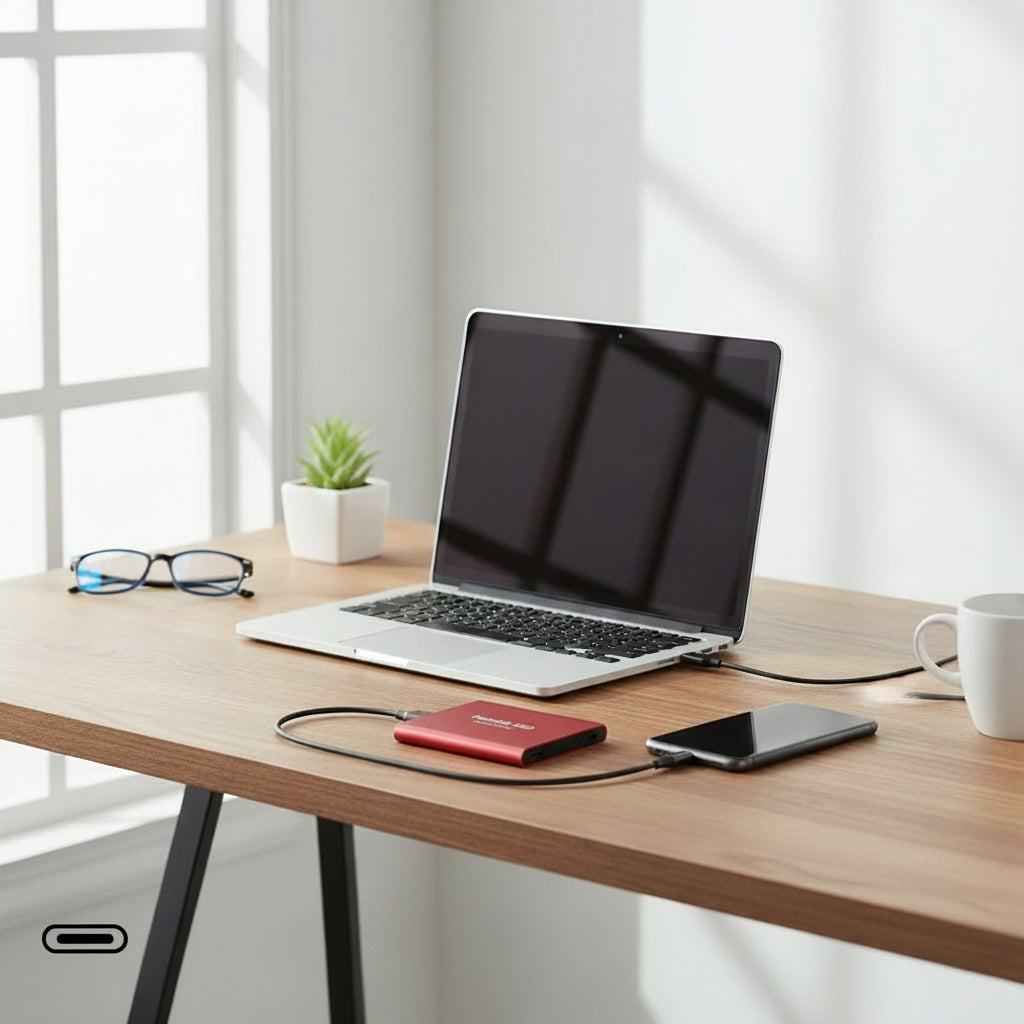 Externe SSD-Festplatte USB-C Kompakt Aluminiumgehäuse mit 540 MB/s