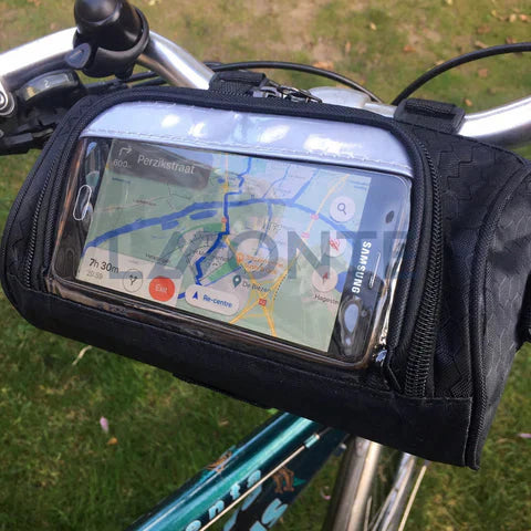 Fahrrad-Lenkertasche mit Touchscreen-Fenster | Spritzwasserschutz | Sicherer Klettverschluss Halt | RideShield