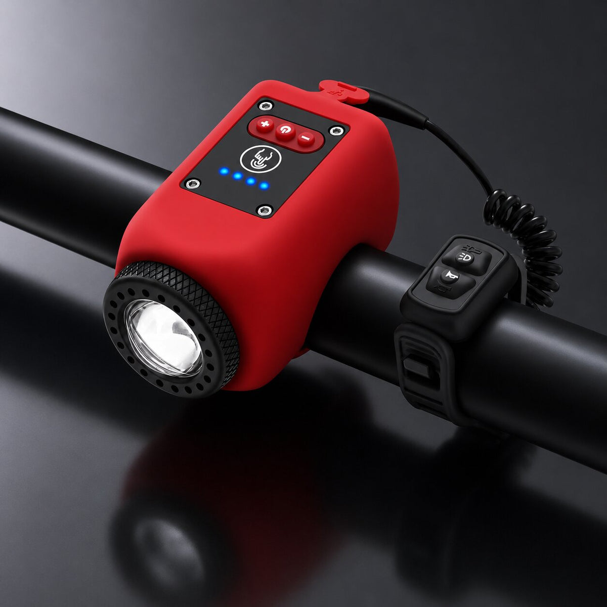 Fahrradlicht mit Hupe USB Aufladbar | 110 dB Hupe und 30 m Flutlicht | IPX5 Wasserdicht mit 225 Minuten Akkulaufzeit 6