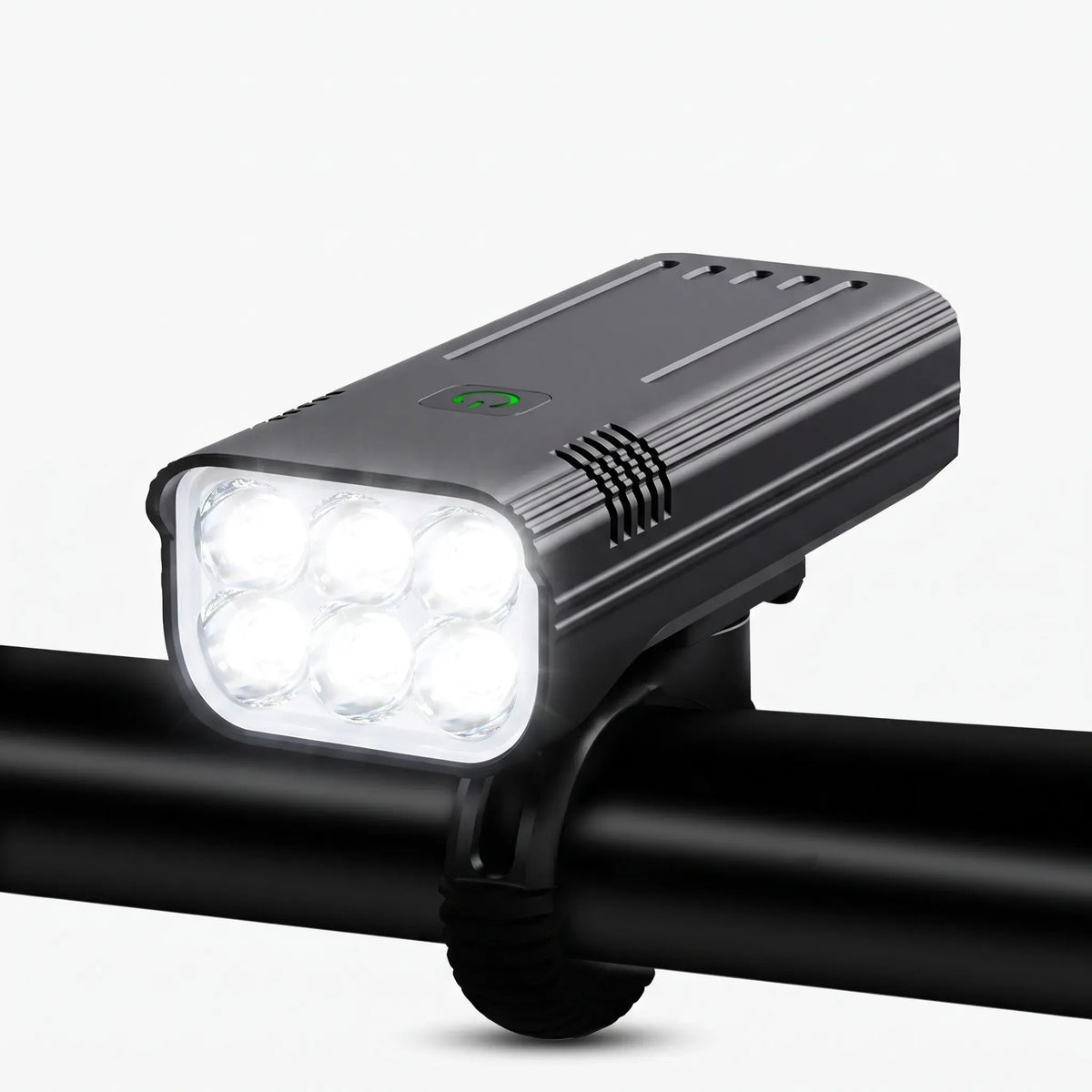 Oplaadbare aluminium fietsverlichting met USB-C, 12 leds en digitaal display