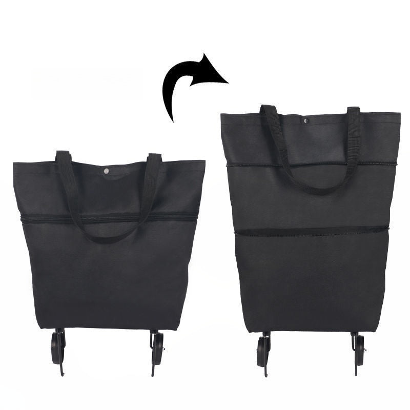 Faltbare 2-in-1 Einkaufstasche | Tragetasche & Roll-Trolley in einem | Platzsparend | CartAway