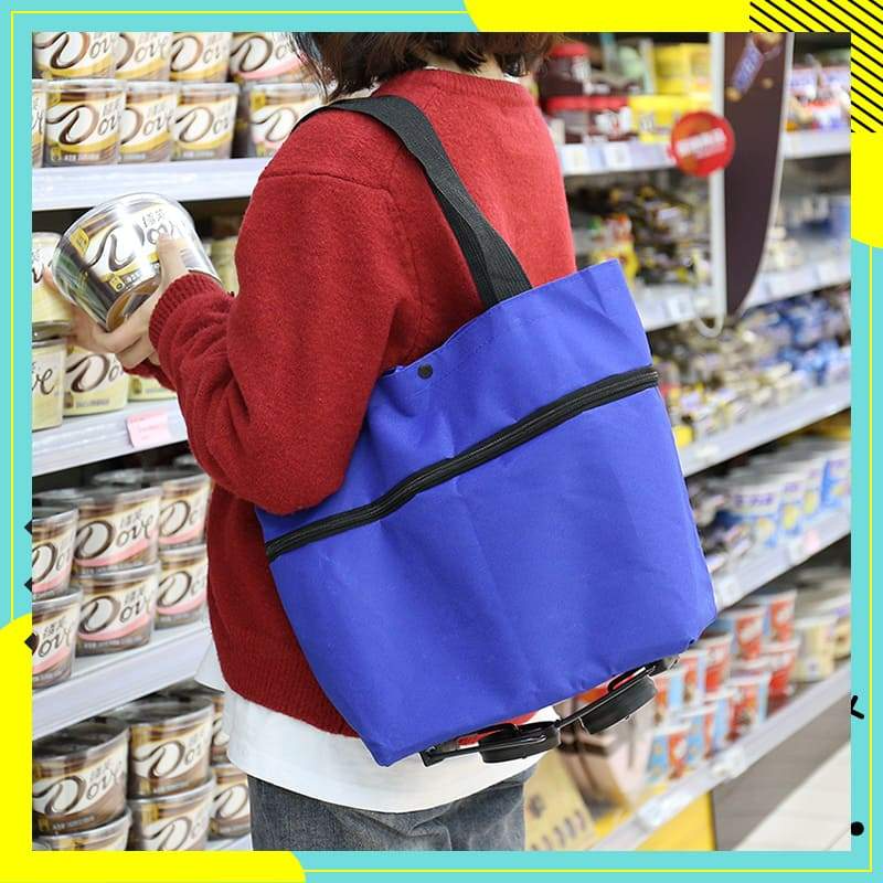 Faltbare 2-in-1 Einkaufstasche | Tragetasche & Roll-Trolley in einem | Platzsparend | CartAway
