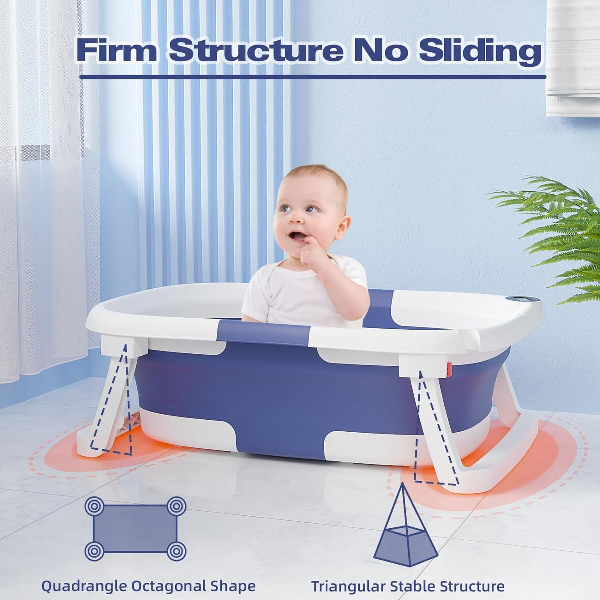 Faltbare Babybadewanne mitwachsend PP+TPE mit Temperaturanzeige 3
