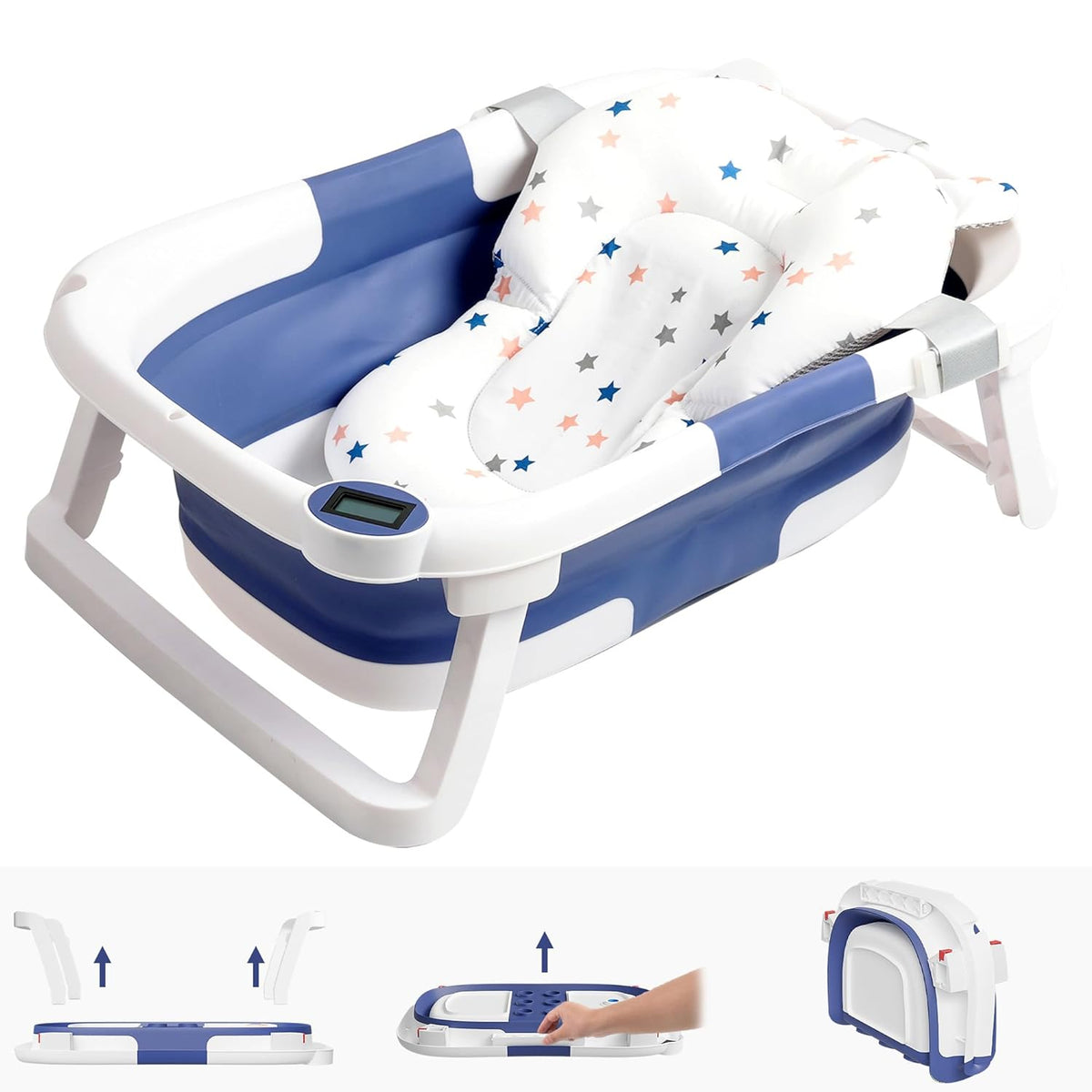 Faltbare Babybadewanne mitwachsend PP+TPE mit Temperaturanzeige 1