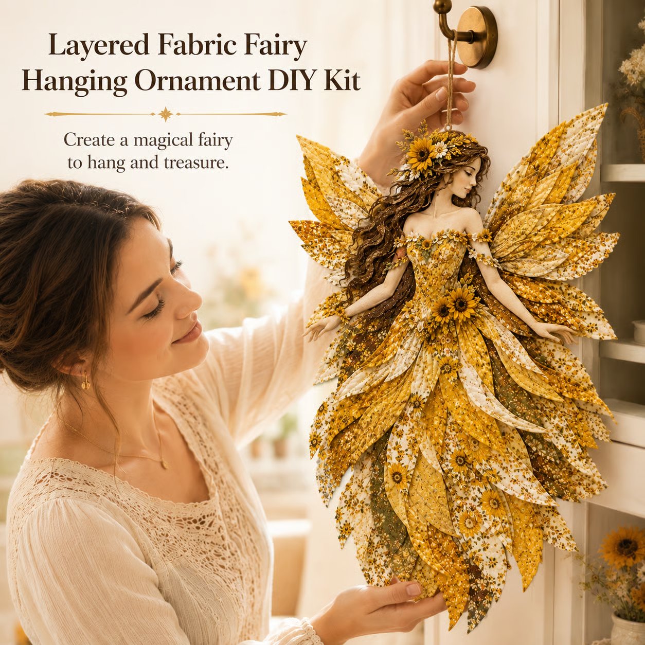 Feen Patchwork DIY Set | Stofffee aus Blumenstoffen | Einsteigerfreundliches Bastelset | PatchBloom