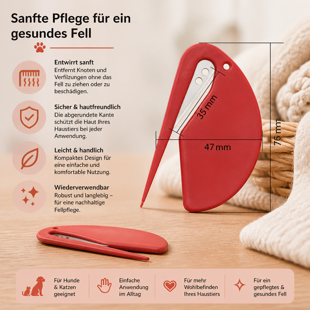 Fell-Entwirrer-Set 10-teilig | Edelstahlzinken & ergonomischer Griff | Löst Knoten & Verfilzungen ohne zu ziehen