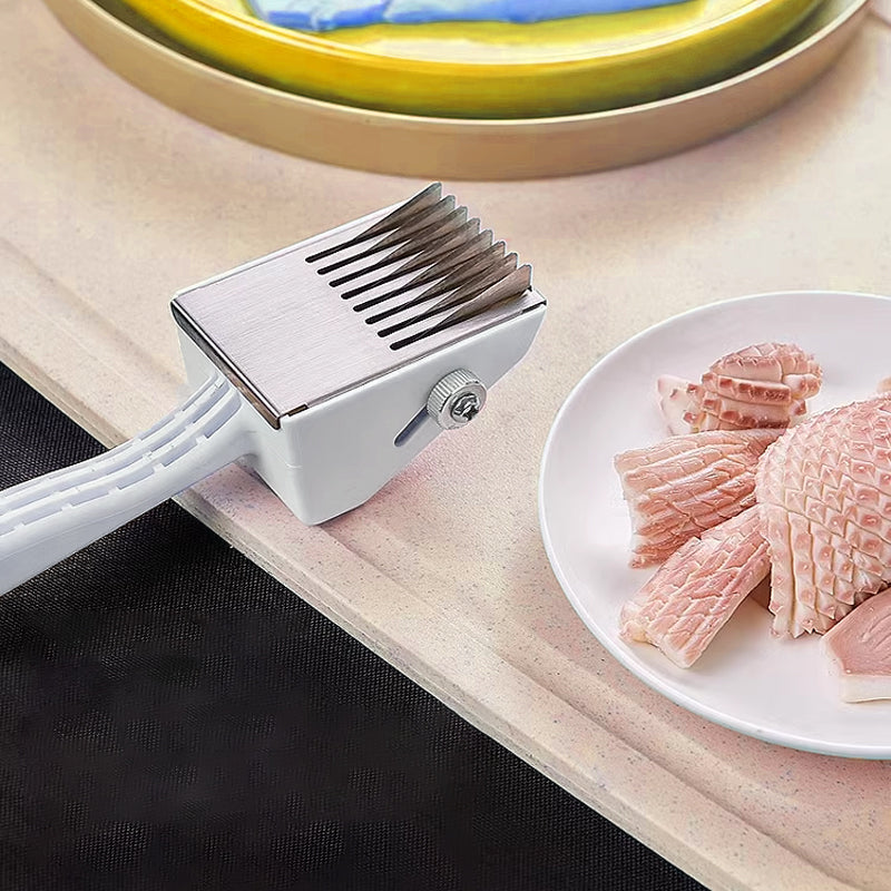 Fleischzartmacher Edelstahl-Klingen | Einstellbare Schnitttiefe bis 0,9 cm | Für zartes, saftiges Fleisch mit weniger Garzeit 1