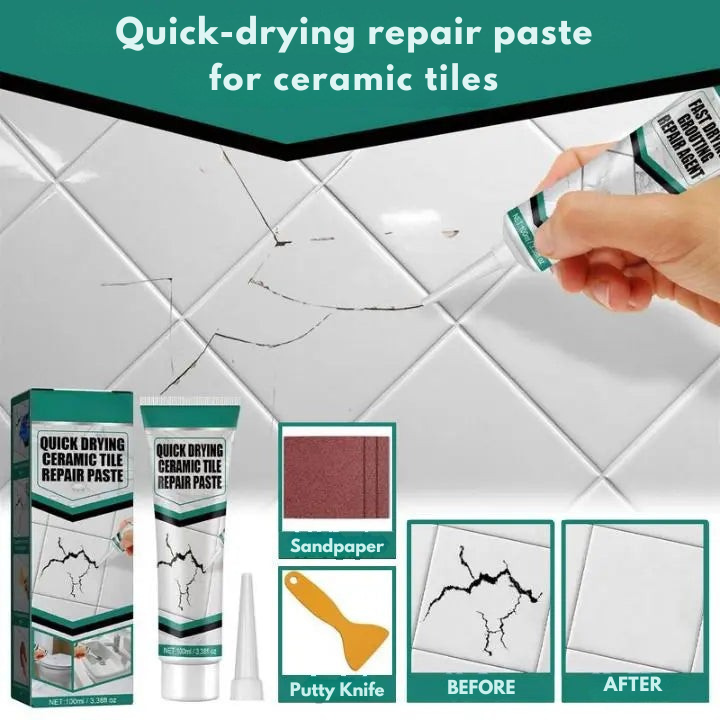 Fliesen | Schnell trocknende Reparaturpaste | Wasserfest | CeramiCare