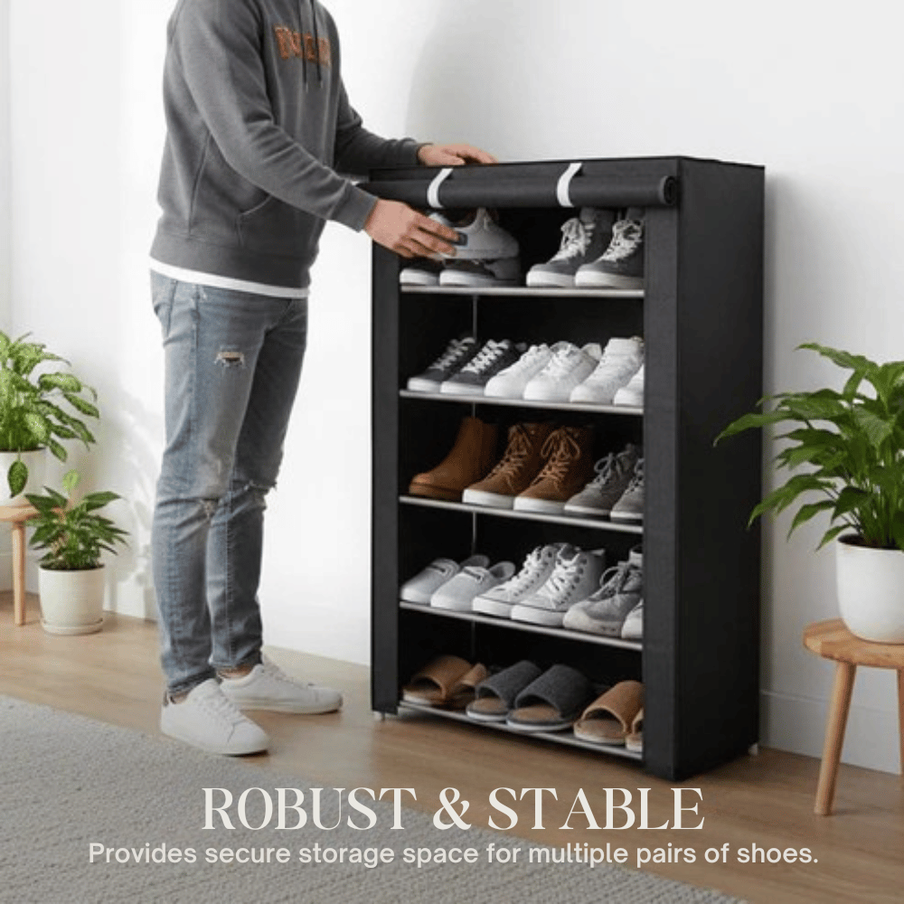 Freistehender Schuhschrank | Staubschutz Abdeckung | Werkzeugfreie Montage | ShoeGuard