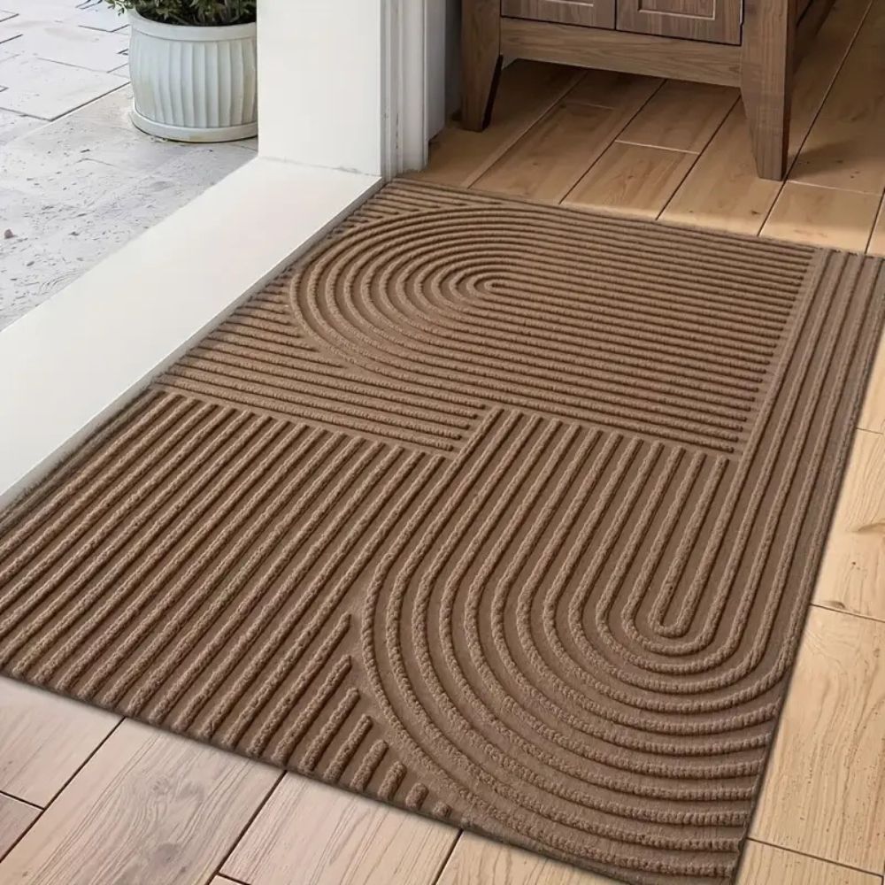 Fußmatte PVC mit Rippenstruktur | Bogenmuster für innen und außen | Schmutzabweisend, witterungsbeständig und waschbar 2