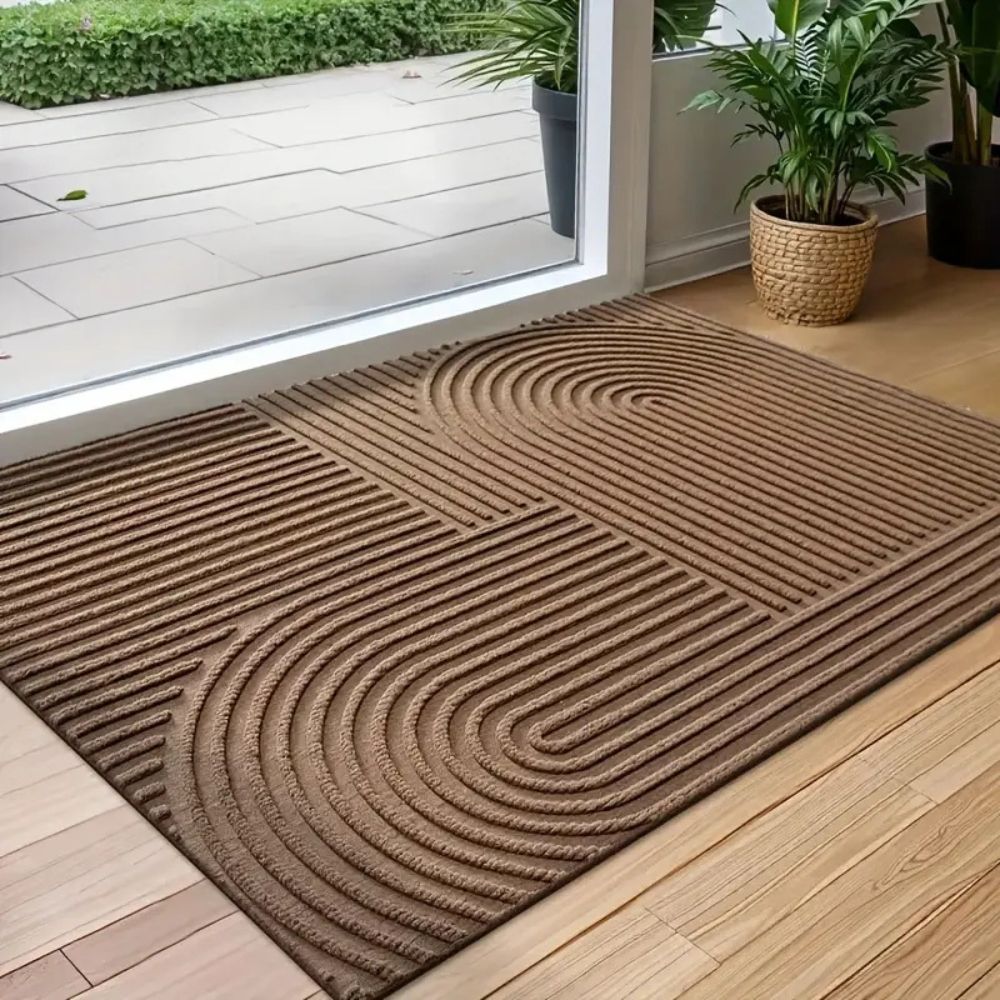 Fußmatte PVC mit Rippenstruktur | Bogenmuster für innen und außen | Schmutzabweisend, witterungsbeständig und waschbar 1