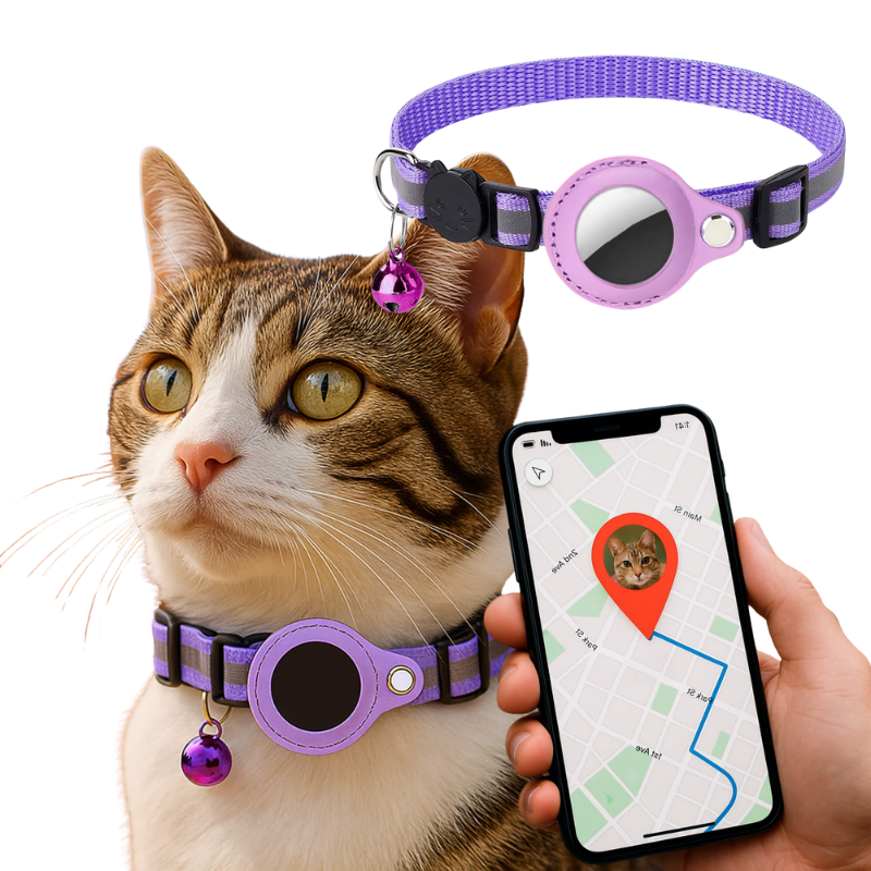 GPS Katzenhalsband | Sicherheitsverschluss & Reflektierend | Verstellbar | Tracepaw