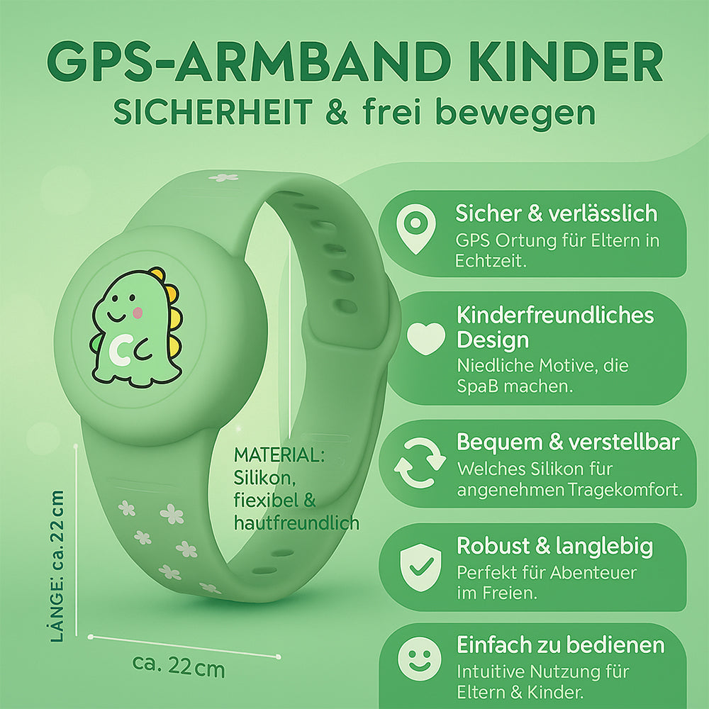 GPS | Kinderarmband | Standortverfolgung | Verstellbares Silikonarmband | KidLoca