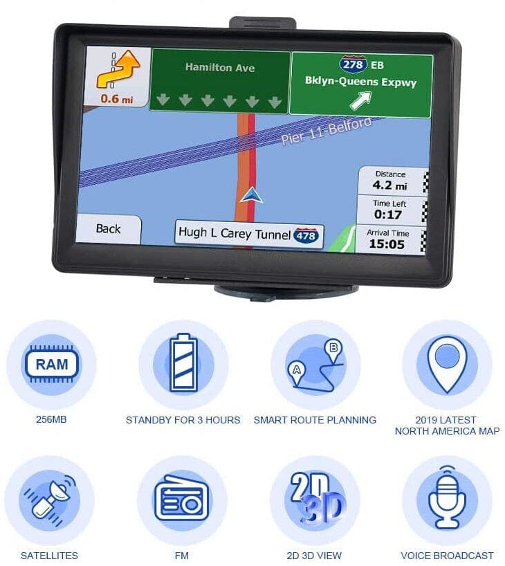 GPS Navigationssystem für Auto und Lkw | Touchscreen mit Sprachnavigation | Blitzerwarnung & lebenslange Kartenupdates