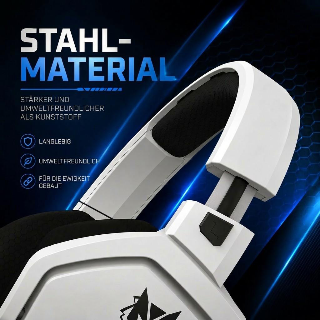 Gaming Headset kabellos mit Mikrofon | 2,4 GHz Wireless & Bluetooth 5.3, Noise Cancelling | 100 Std. Akkulaufzeit, USB-C 14