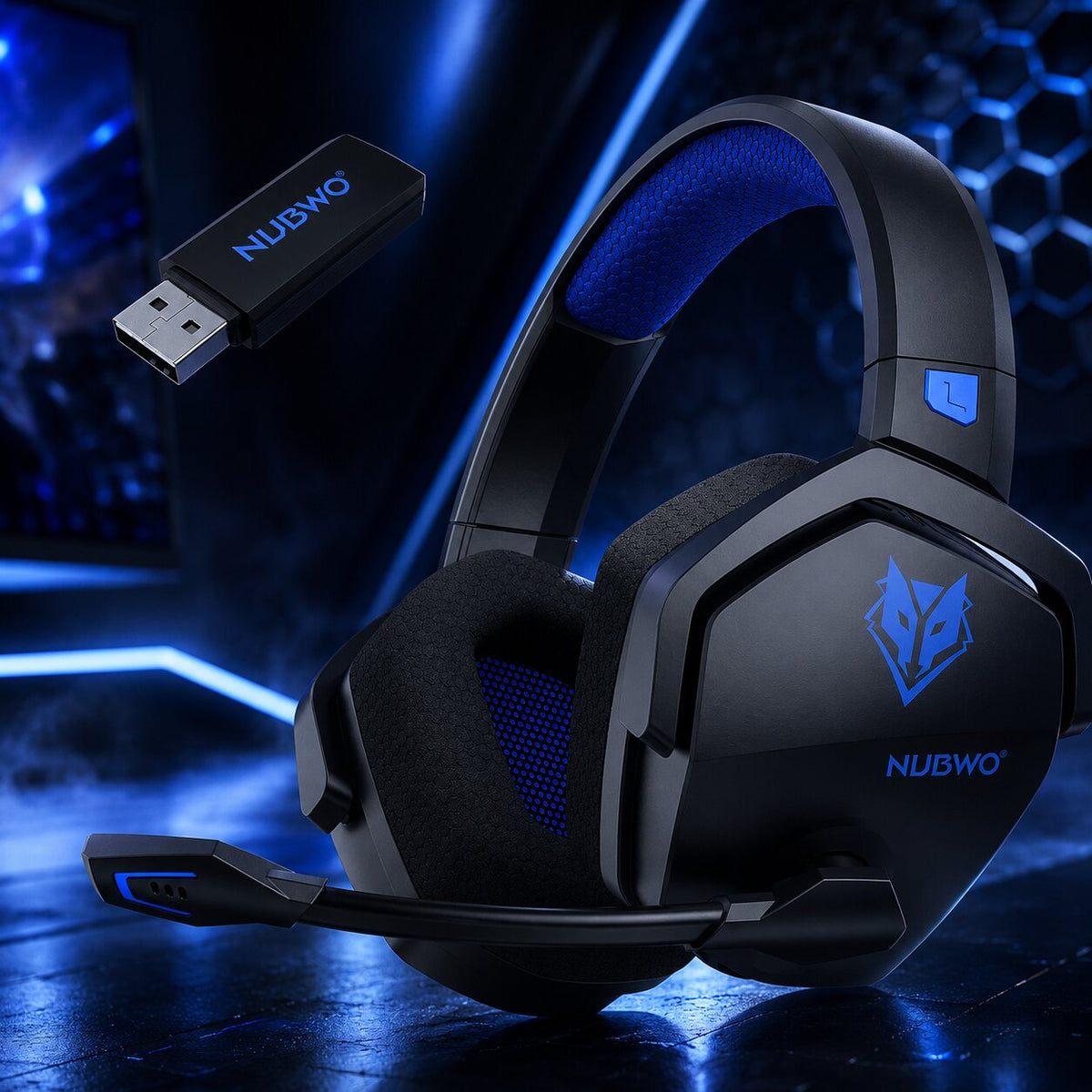 Gaming Headset kabellos mit Mikrofon | 2,4 GHz Wireless & Bluetooth 5.3, Noise Cancelling | 100 Std. Akkulaufzeit, USB-C 4