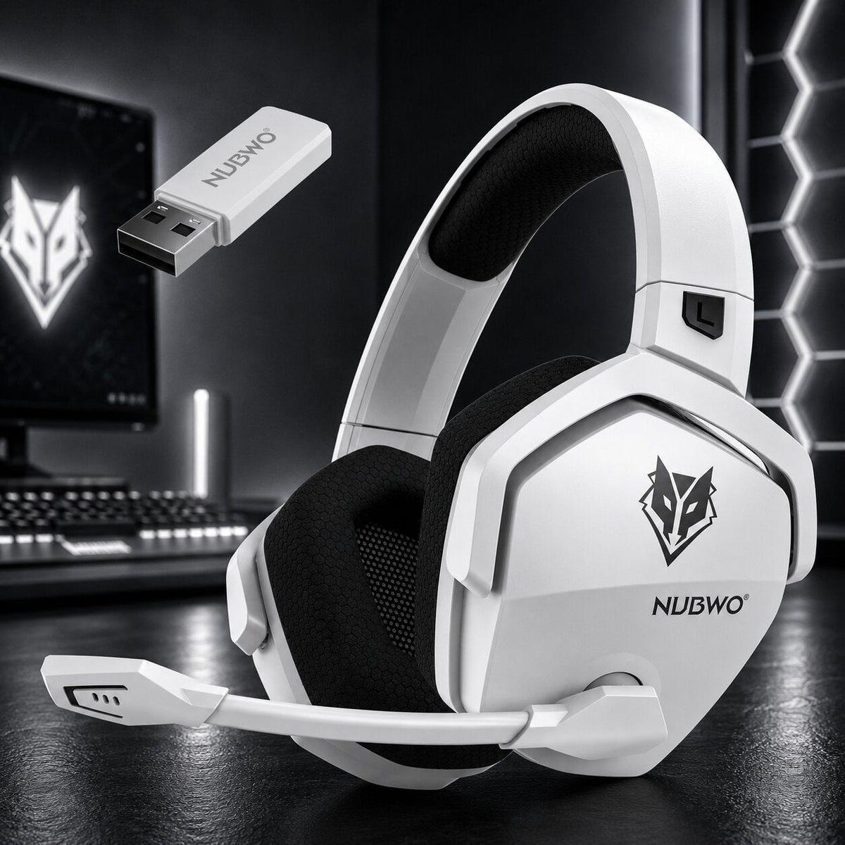 Gaming Headset kabellos mit Mikrofon | 2,4 GHz Wireless & Bluetooth 5.3, Noise Cancelling | 100 Std. Akkulaufzeit, USB-C 5