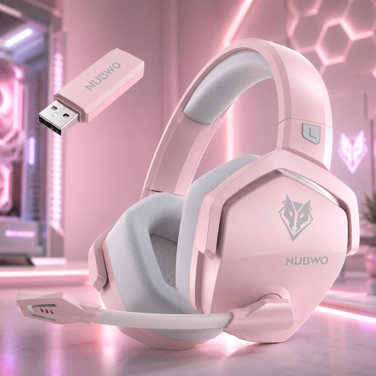 Gaming Headset kabellos mit Mikrofon | 2,4 GHz Wireless & Bluetooth 5.3, Noise Cancelling | 100 Std. Akkulaufzeit, USB-C 7