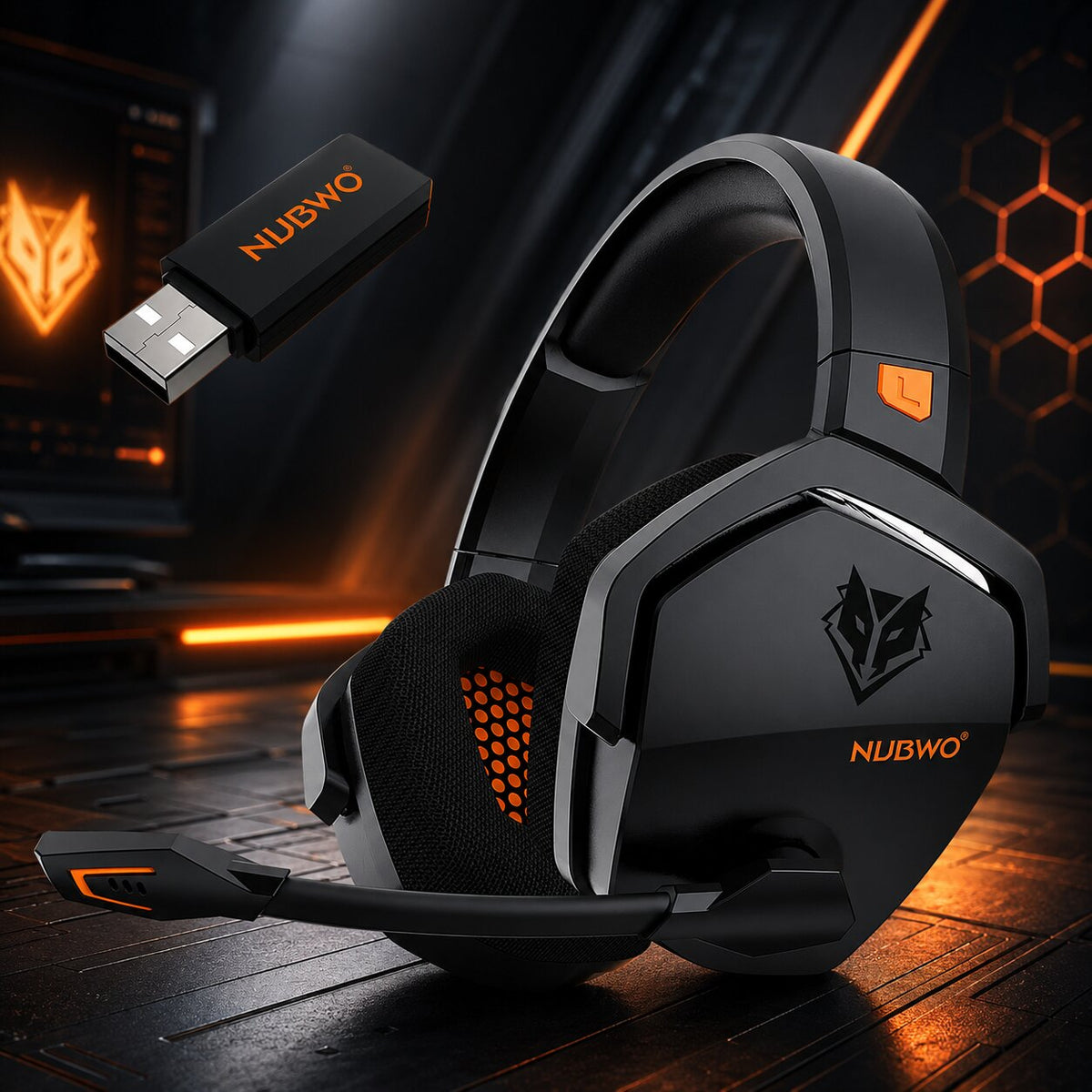 Gaming Headset kabellos mit Mikrofon | 2,4 GHz Wireless & Bluetooth 5.3, Noise Cancelling | 100 Std. Akkulaufzeit, USB-C 8