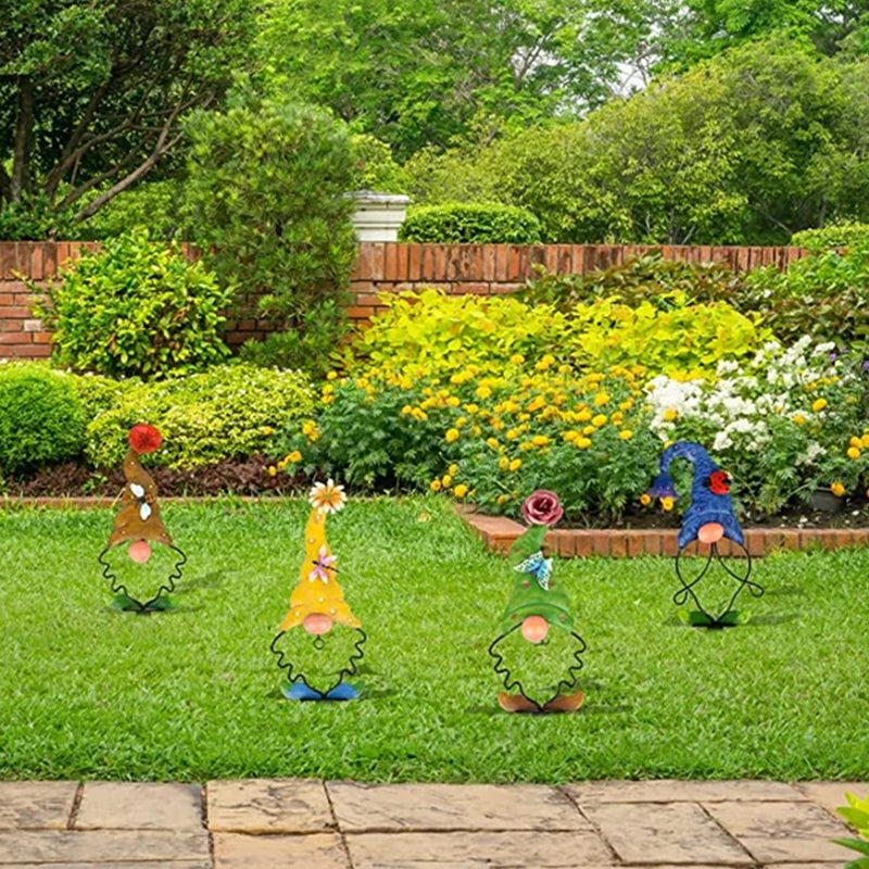 Gartendekoration Metall Gartenzwerg | Pfahl Figuren | Wetterfest | GnomePeak