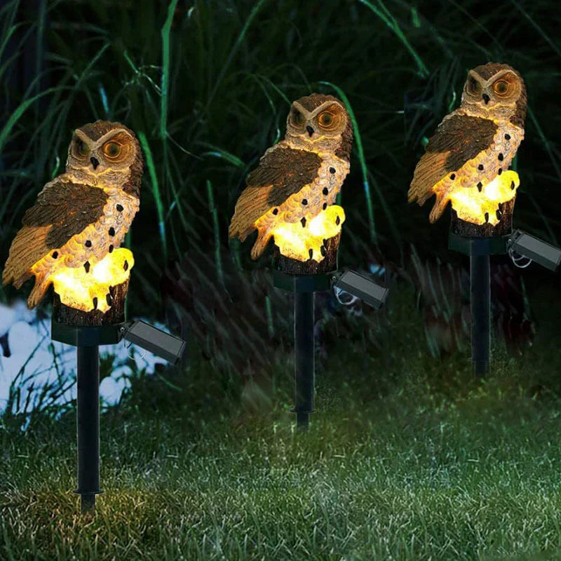 Gartenlampe | Eulen lampe Außen | Automatische Solarlampe | NightOwl