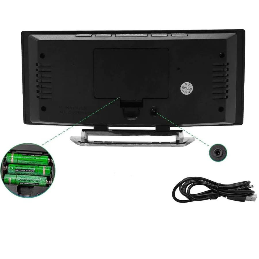Gebogener LED-Digitalwecker | Automatische Helligkeit | Temperaturanzeige | Lumiclock