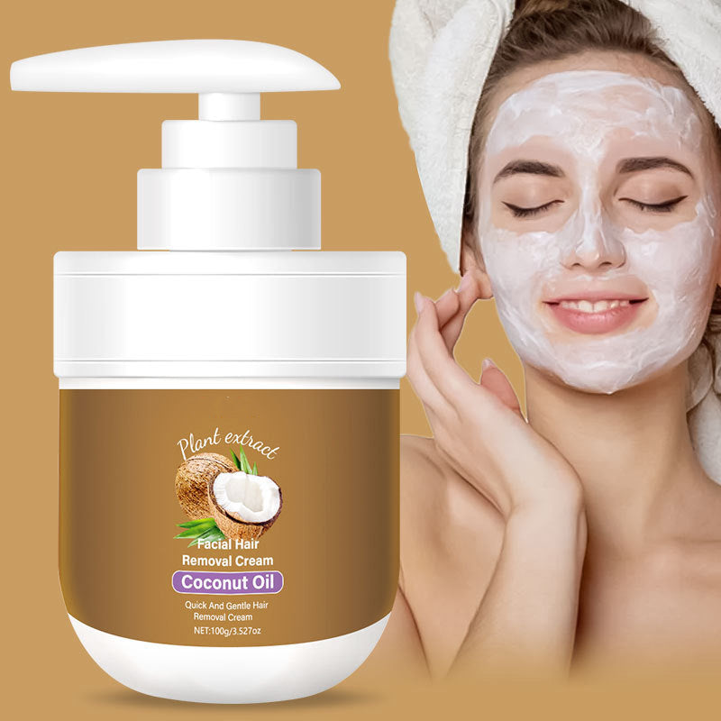 Gesichts-Enthaarungscreme mit Kokosöl | Aloe Vera & Hyaluronsäure | Sanft & Schnell | SilkTouch