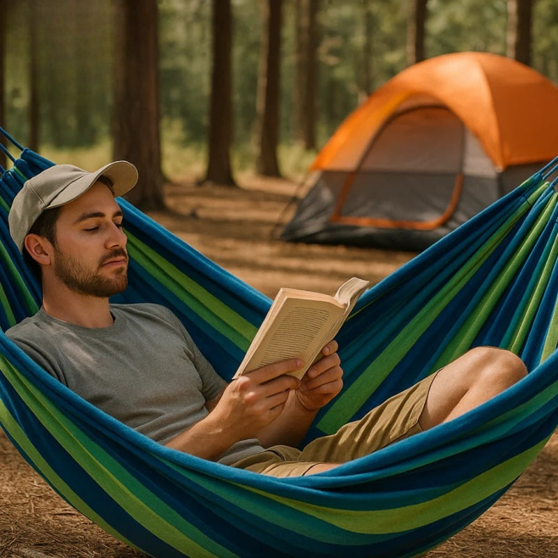 Gestreifte Hängematte | Schnell aufgestellt | Rutschfest | LoungeFold