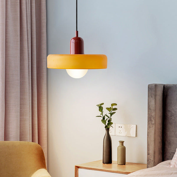 Glas-Pendelleuchte Bauhaus-Stil | Rundes Buntglas mit verstellbarer Hängehöhe | Ideal für Wohnzimmer, Küche und Flur 20